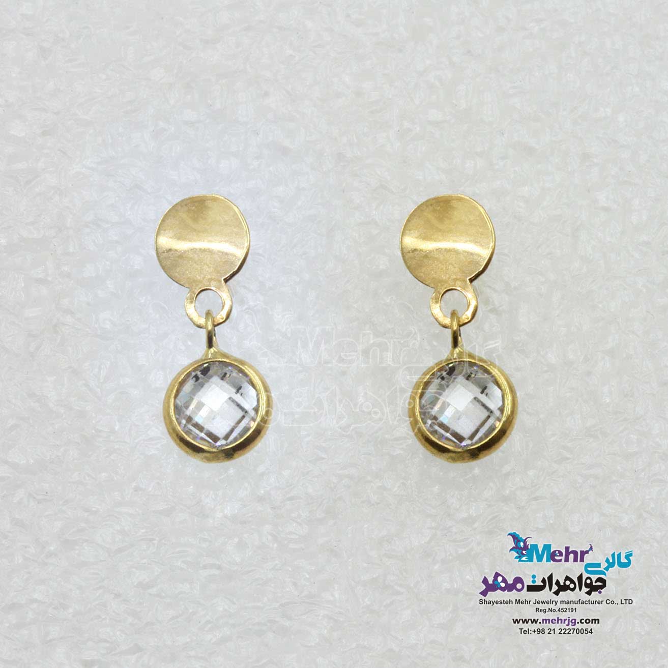 گوشواره میخی طلا - طرح سنگ رنگی