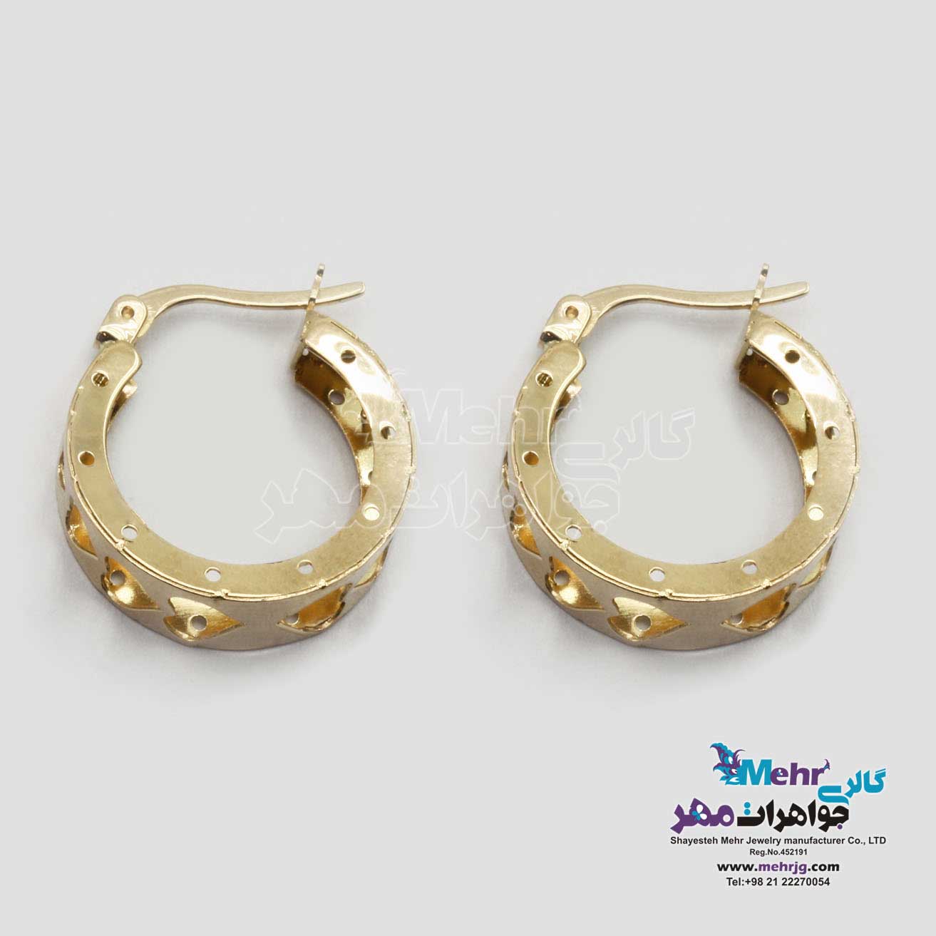 گوشواره حلقه ای طلا - طرح قلب