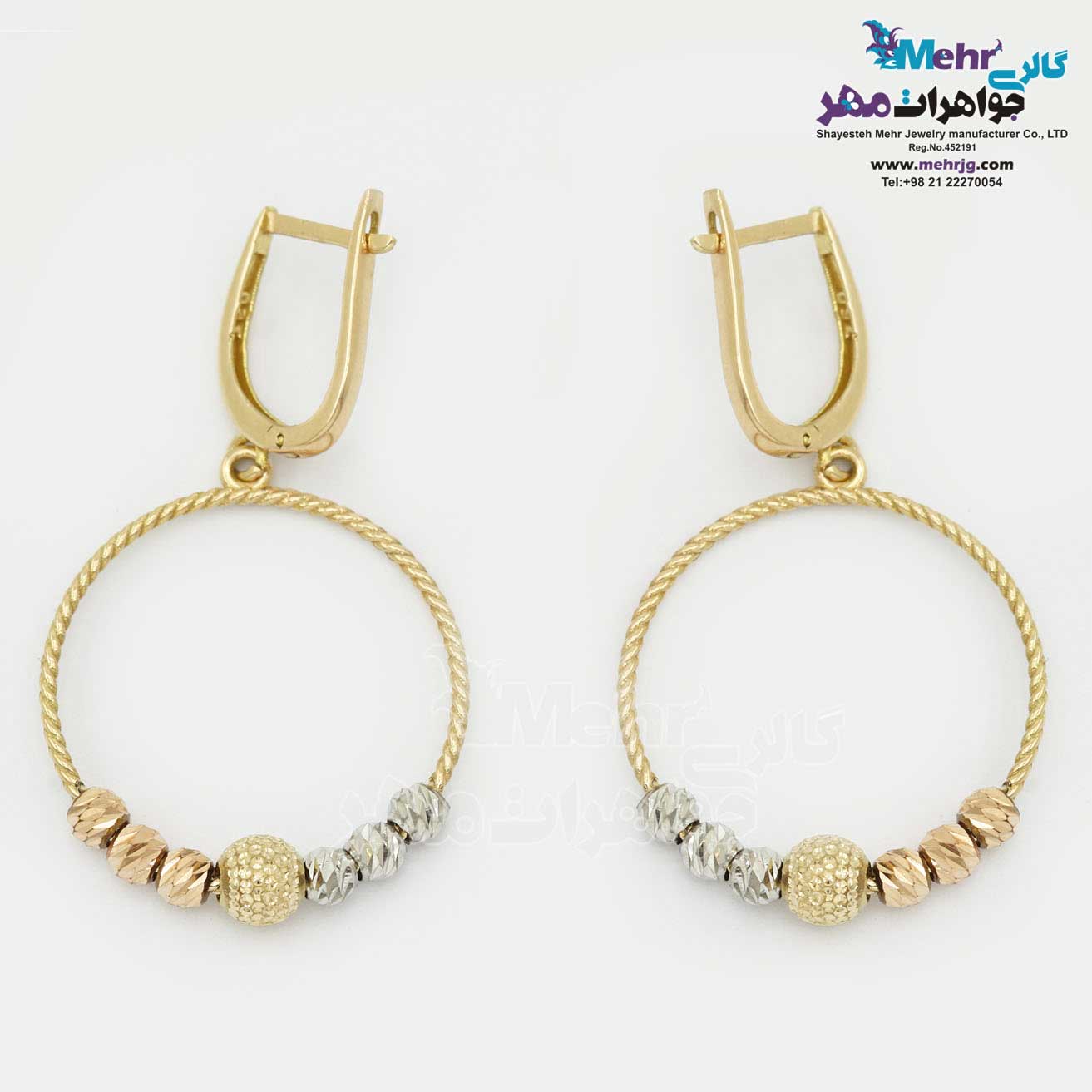 گوشواره گیره ای طلا - طرح هندسی