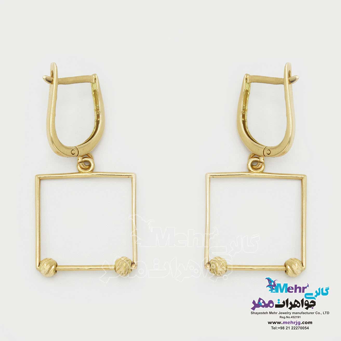 گوشواره گیره ای طلا - طرح هندسی