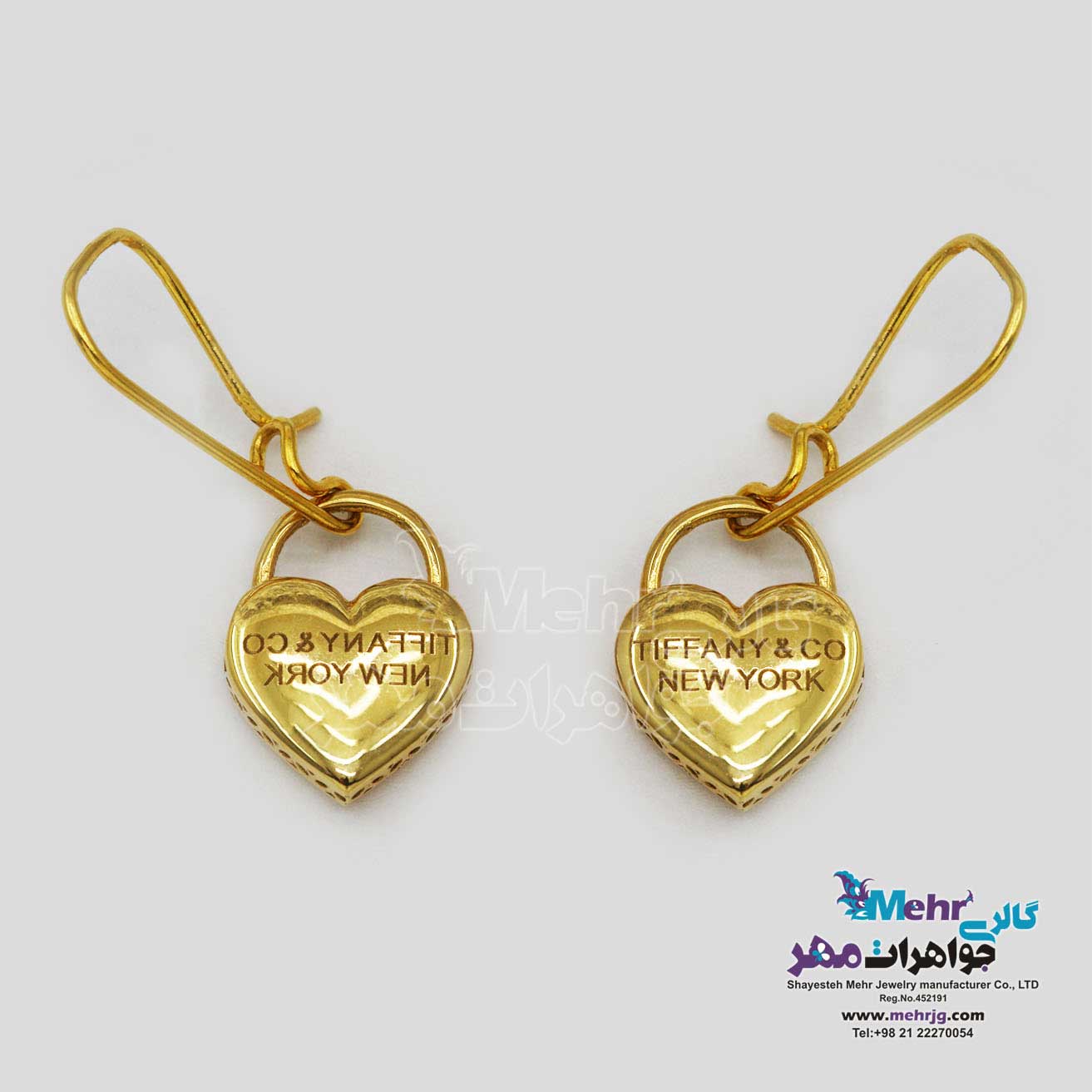 گوشواره گیره ای طلا - طرح قلب