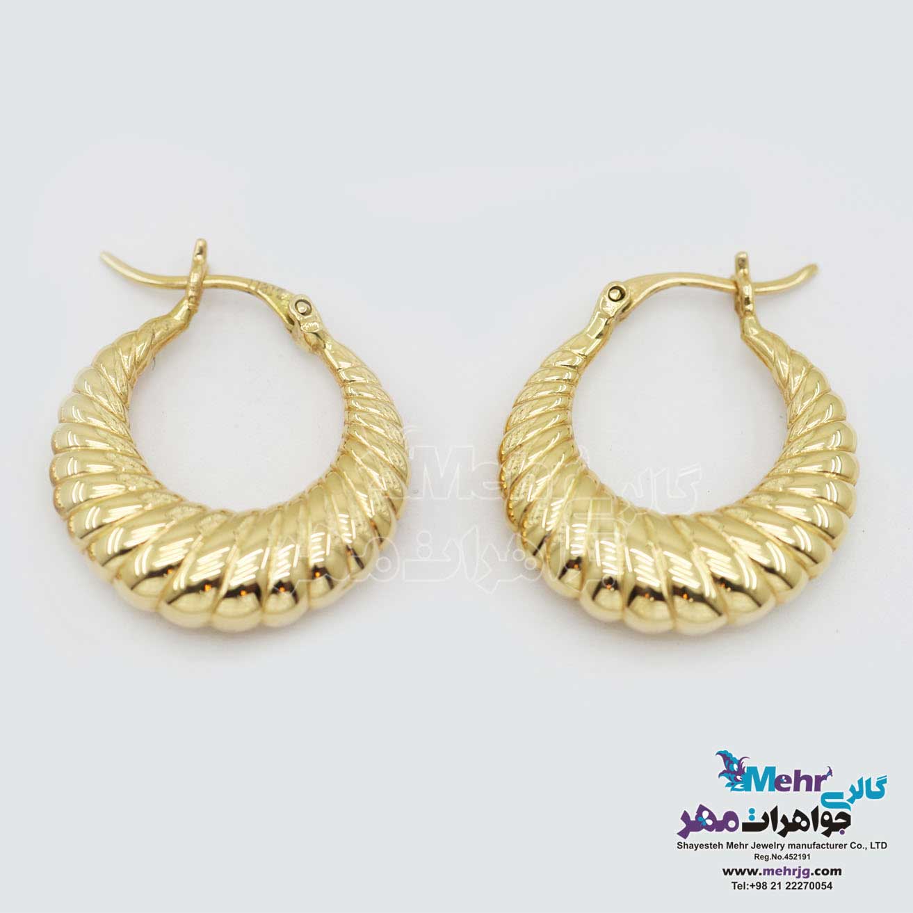 گوشواره گیره ای طلا - طرح صدفی
