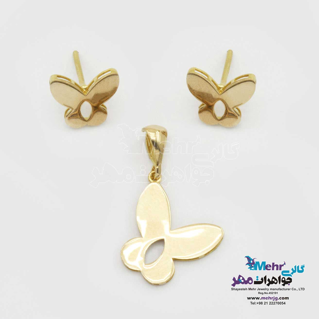 نیم ست طلا - آویز و گوشواره - طرح پروانه