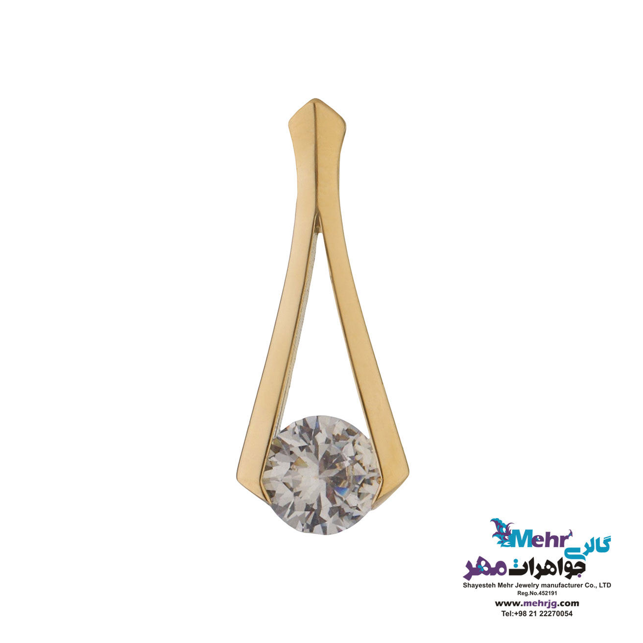 آویز طلا - طرح تک نگین