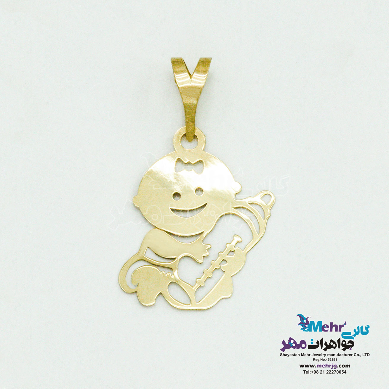 آویز طلا - طرح نوزاد و شیشه شیر