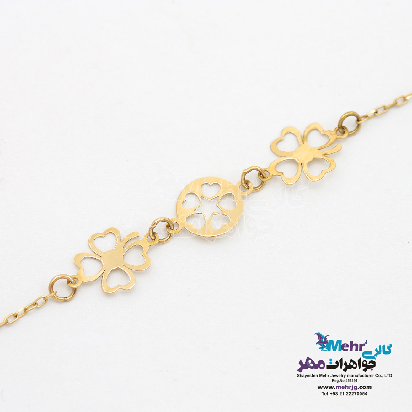 دستبند طلا - طرح شبدر چهار پر