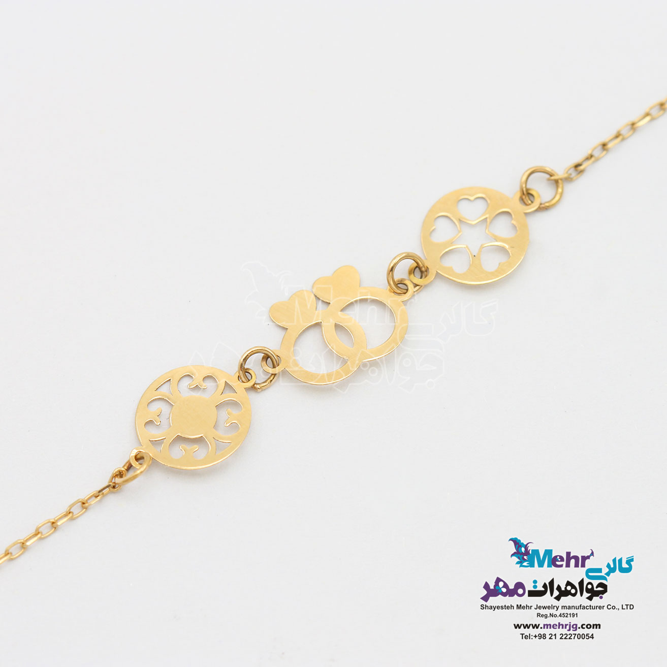 دستبند طلا - طرح حلقه و قلب