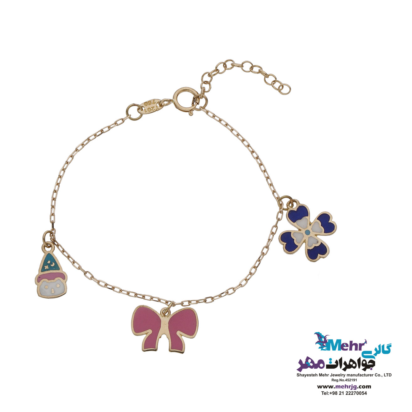 دستبند طلا - طرح گل و پاپیون