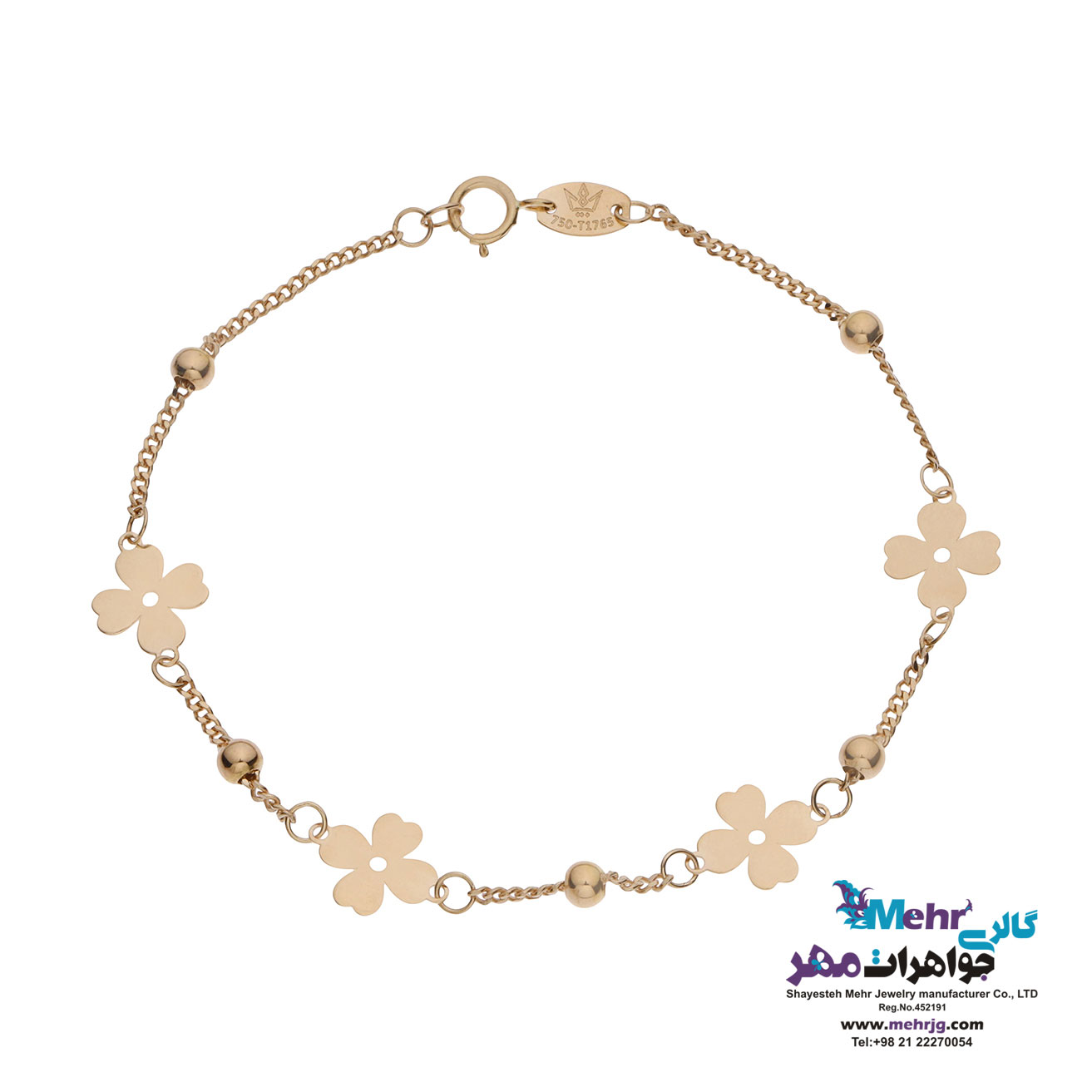 دستبند طلا - طرح شبدر چهار پر