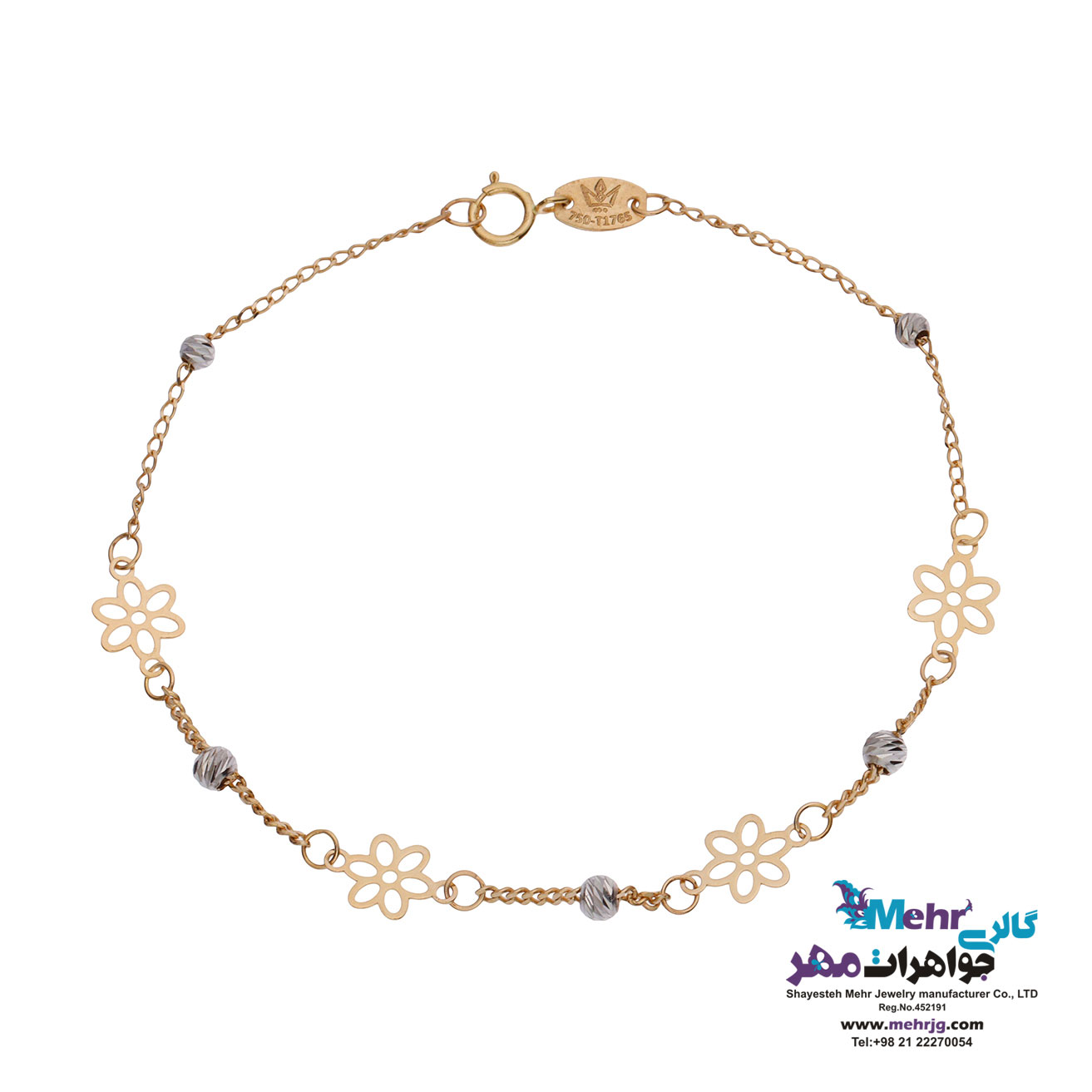 دستبند طلا - طرح گل