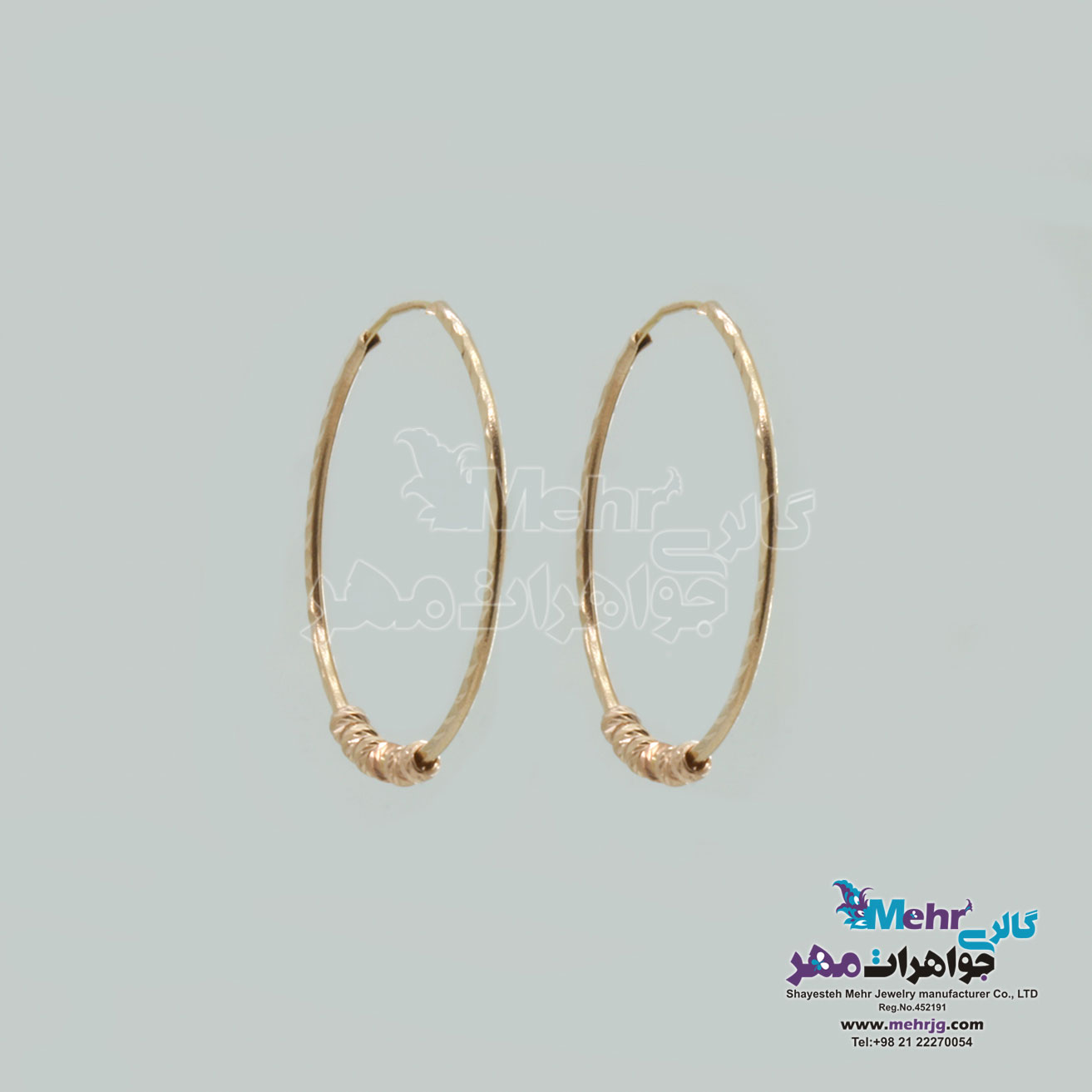 گوشواره حلقه ای طلا - طرح گوی تراش