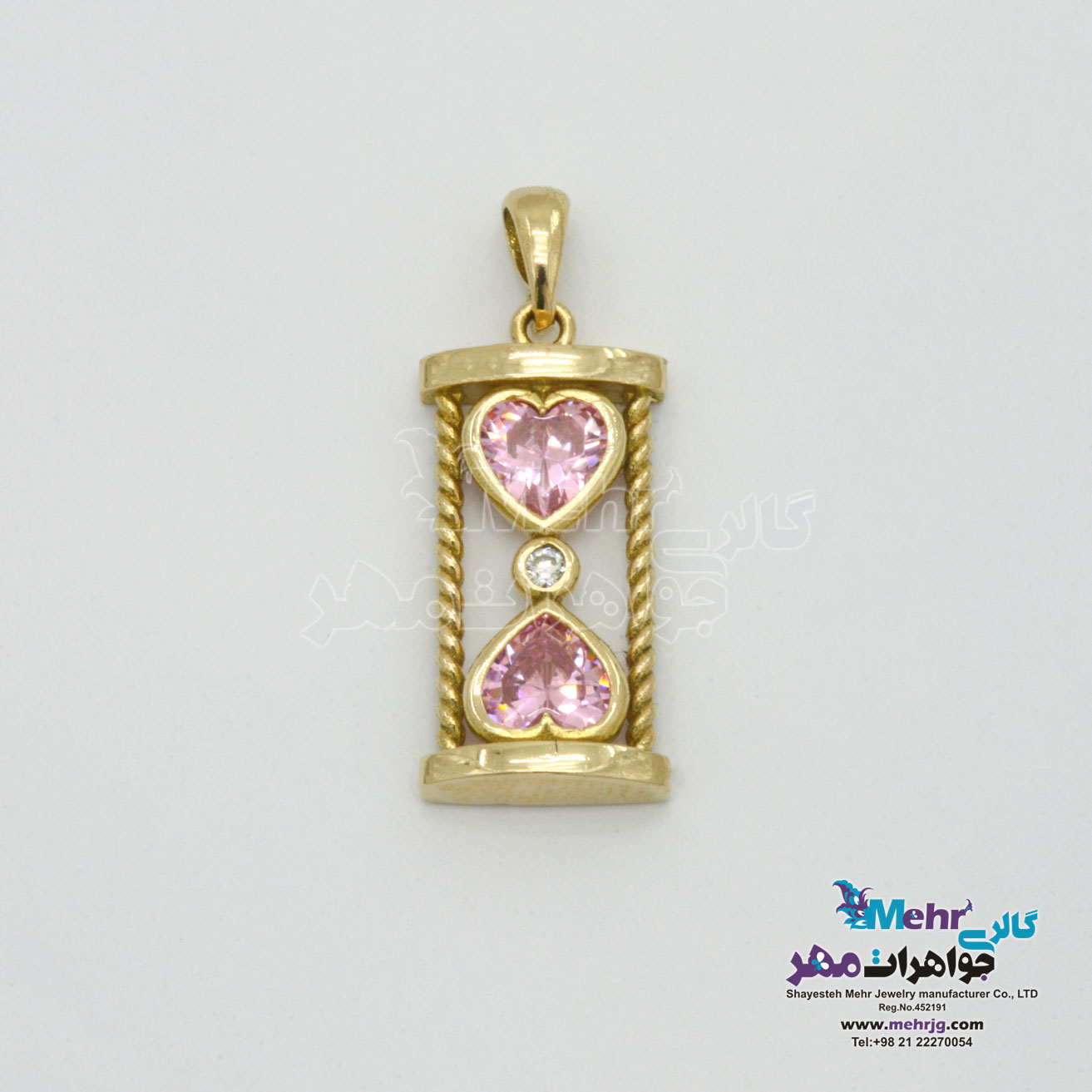 آویز طلا - طرح ساعت شنی