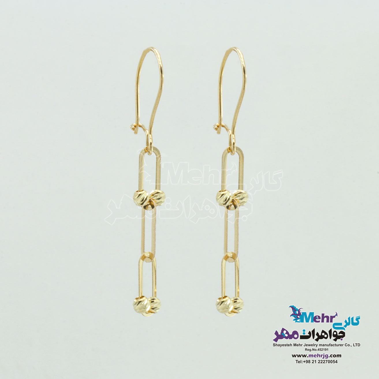 گوشواره طلا - طرح گوی تراش
