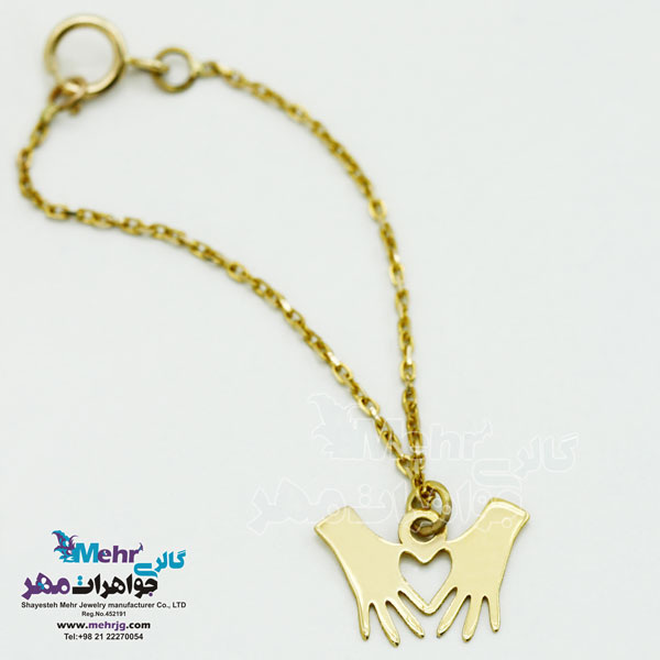 آویز ساعت طلا طرح فانتزی - دست - قلب