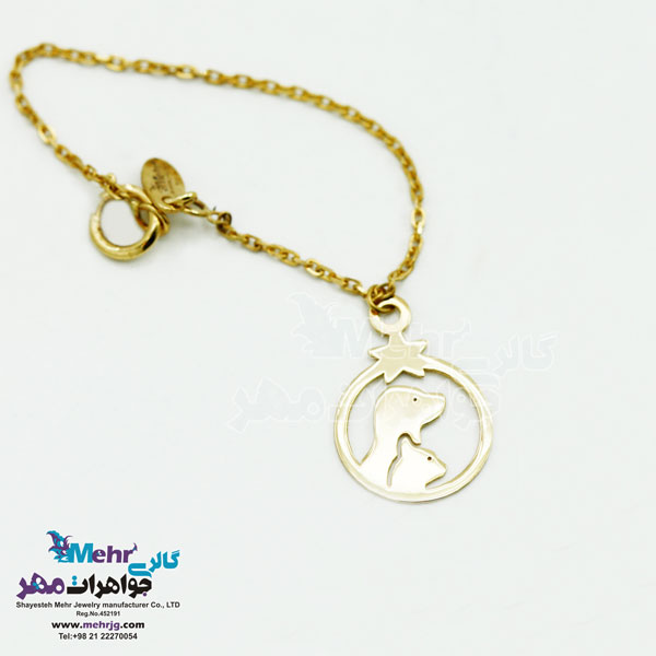 آویز ساعت طلا طرح حیوانات - سگ و گربه