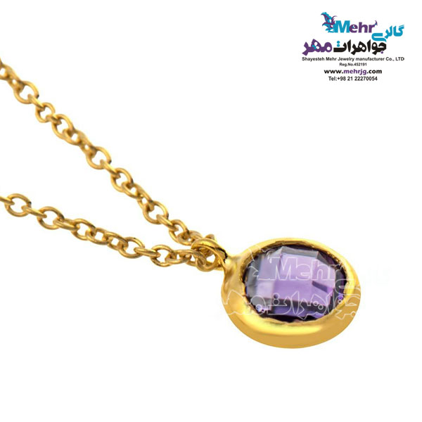 آویز ساعت طلا طرح سنگ بنفش