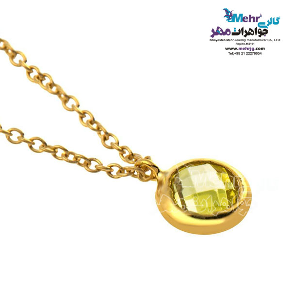 آویز ساعت طلا طرح سنگ سبز زبرجدی