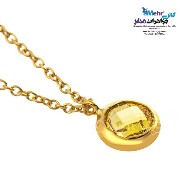 آویز ساعت طلا طرح سنگ زرد