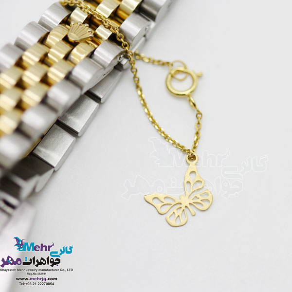 آویز ساعت طلا - طرح پروانه