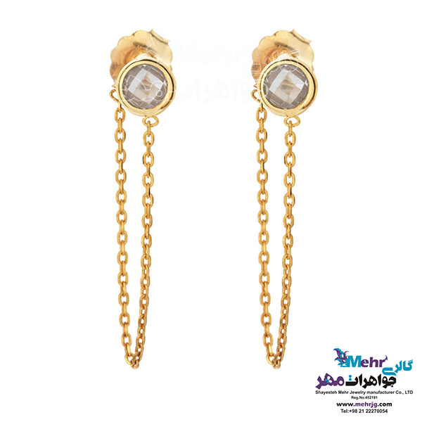 گوشواره طلا - طرح سنگ سفید