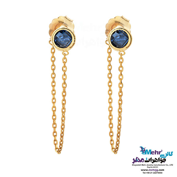 گوشواره طلا - طرح سنگ کبود