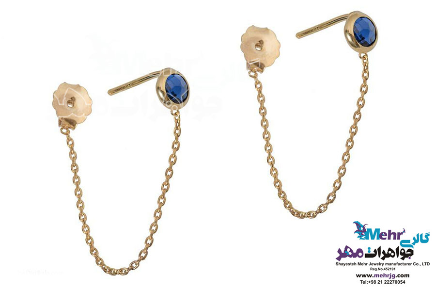 گوشواره طلا - طرح سنگ کبود