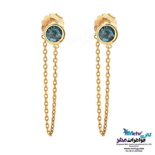 گوشواره طلا - طرح سنگ آبی