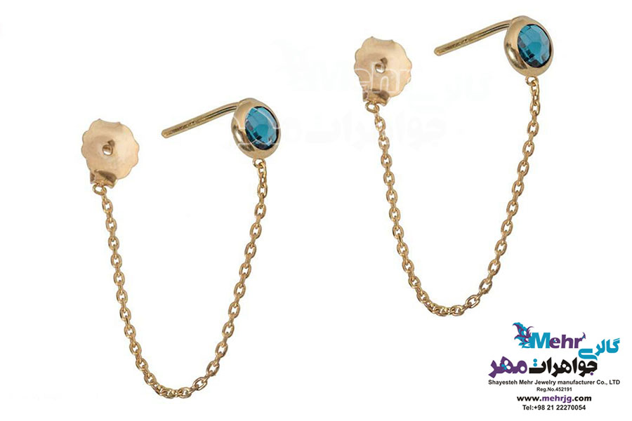 گوشواره طلا - طرح سنگ آبی