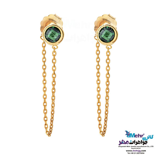 گوشواره طلا - طرح سنگ سبز