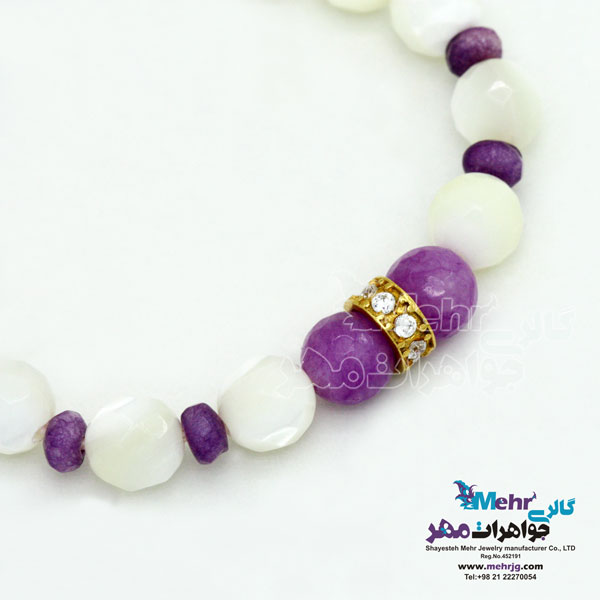 دستبند طلا و سنگ - طرح رینگ