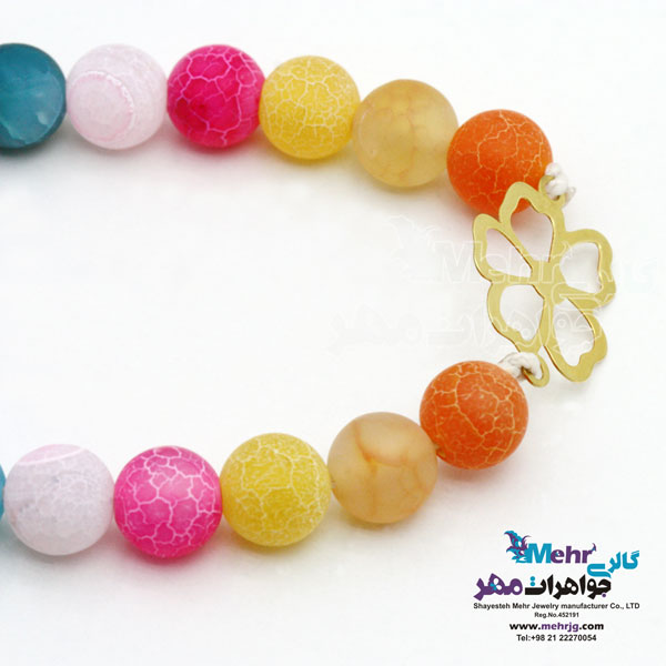 دستبند طلا و سنگ - طرح گل