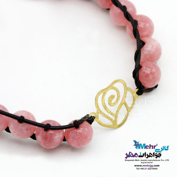 دستبند طلا و سنگ - طرح گل