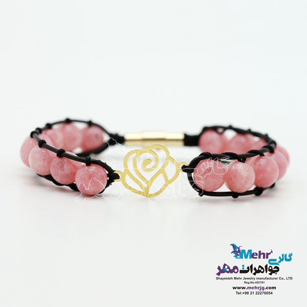 دستبند طلا و سنگ - طرح گل