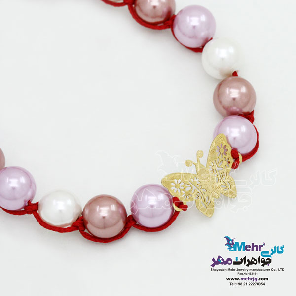 دستبند طلا و سنگ - طرح پروانه