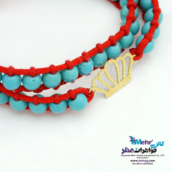 دستبند طلا و سنگ - طرح تاج