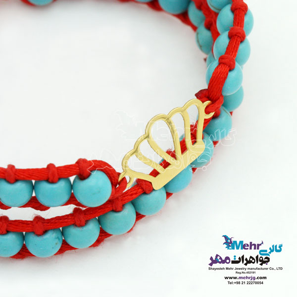 دستبند طلا و سنگ - طرح تاج