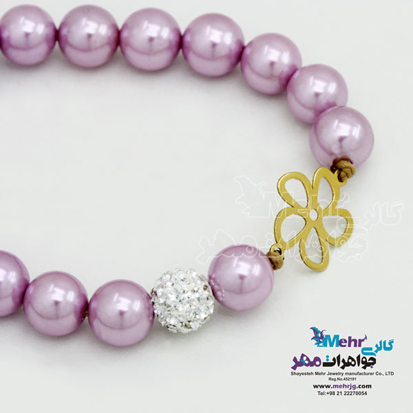 دستبند طلا و سنگ - طرح گل