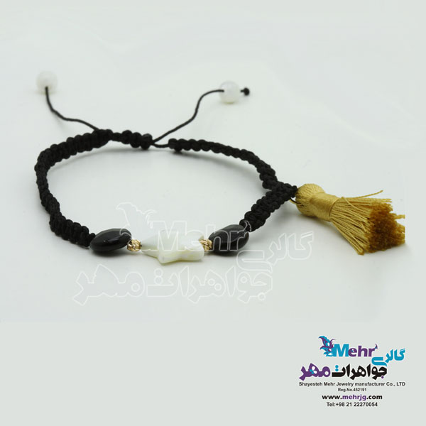 دستبند طلا و سنگ - طرح گوی تراش