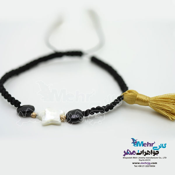 دستبند طلا و سنگ - طرح گوی تراش