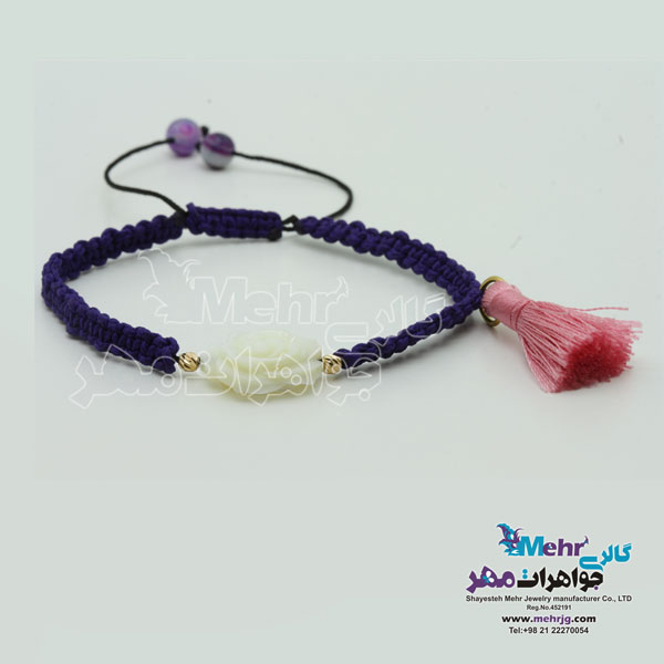 دستبند طلا و سنگ - طرح گوی تراش