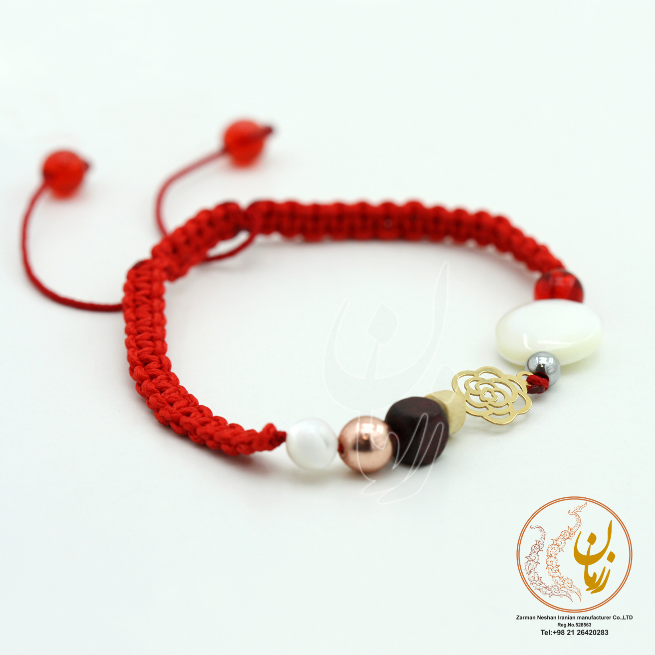 دستبند طلا و سنگ - طرح گل