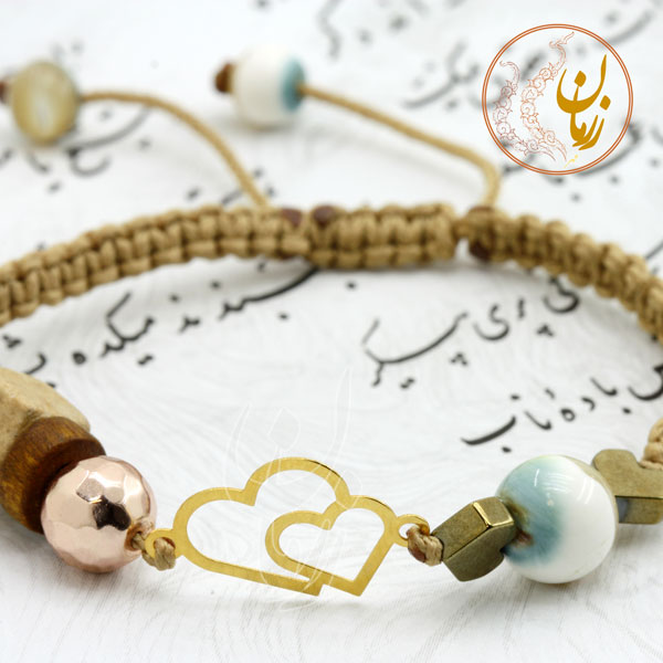 دستبند طلا و سنگ - طرح قلب