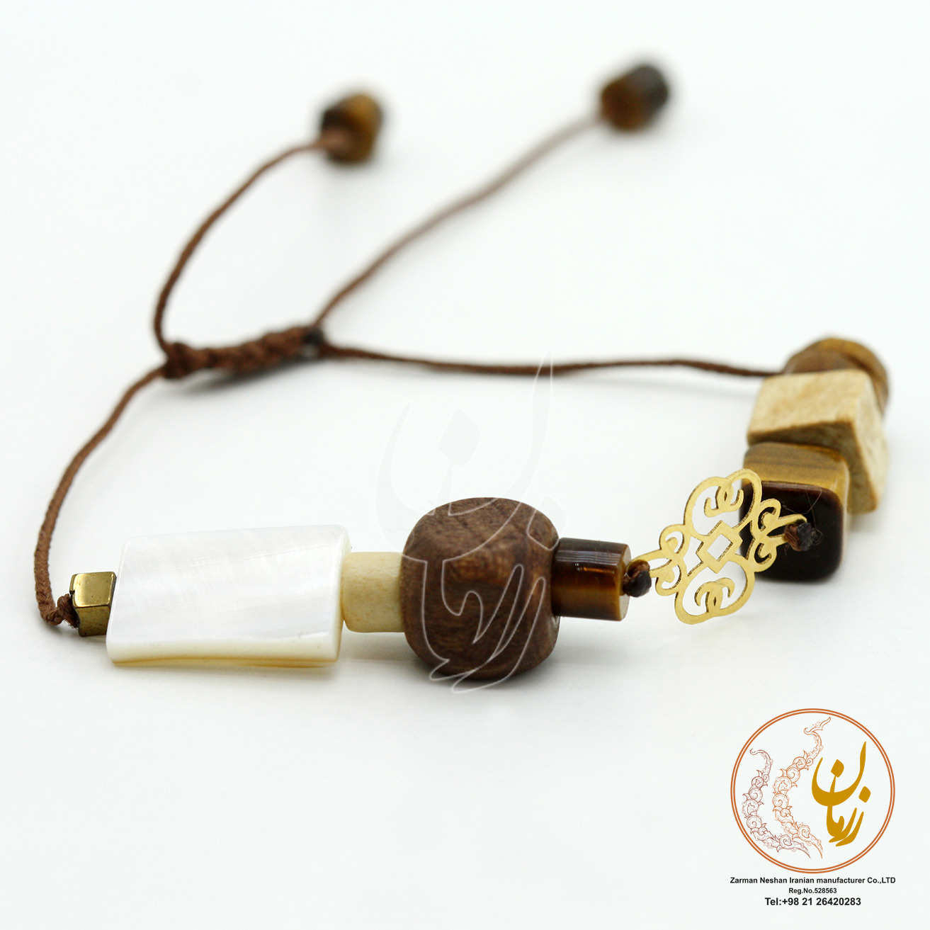 دستبند طلا و مهره - طرح اسلیمی