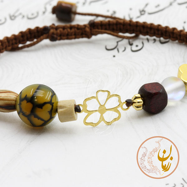 دستبند طلا و سنگ - طرح گل