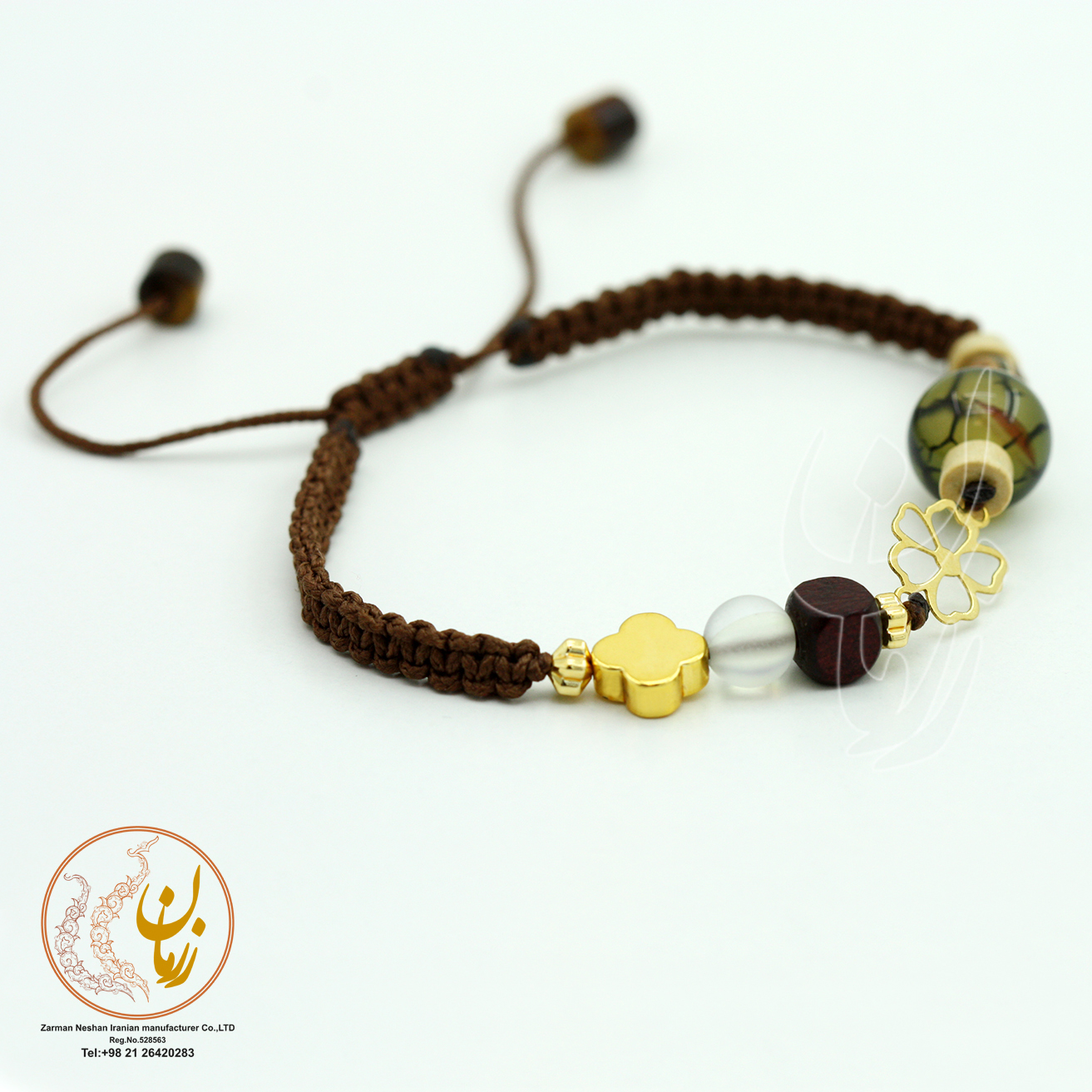دستبند طلا و سنگ - طرح گل