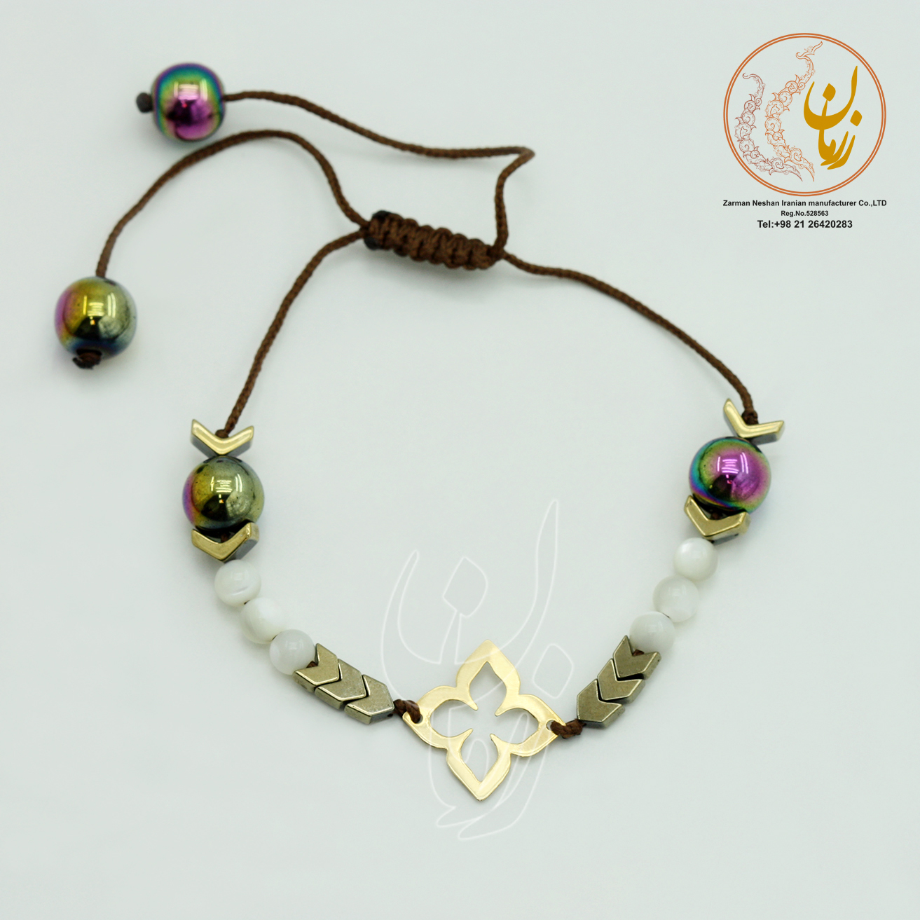 دستبند طلا و سنگ - طرح گل