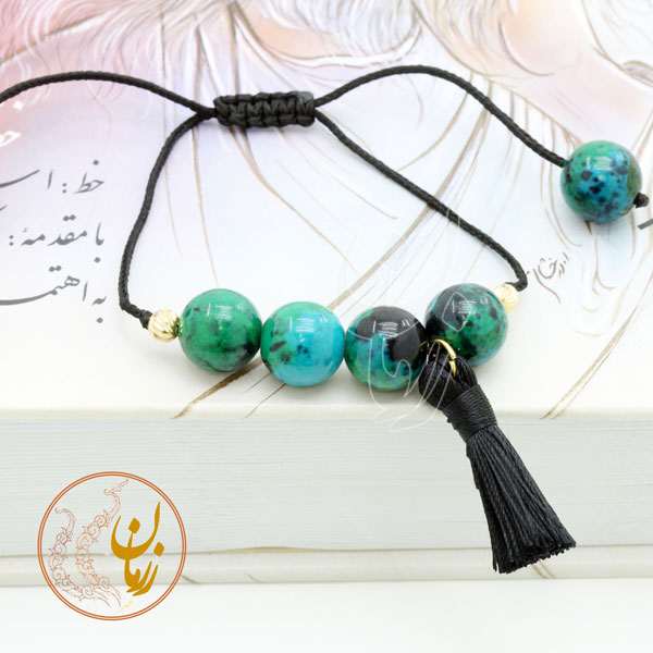 دستبند طلا و سنگ - گوی تراش