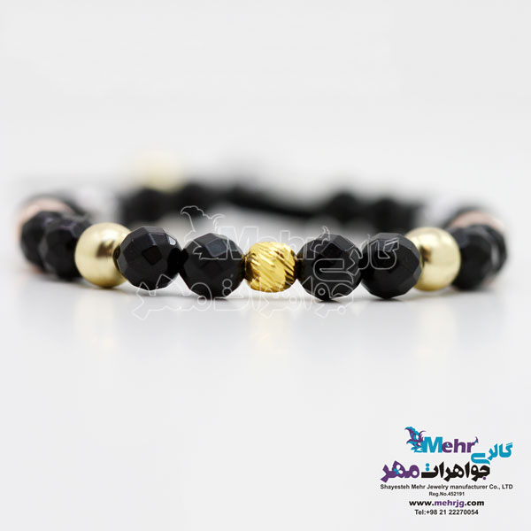 دستبند طلا و سنگ - طرح گوی تراش