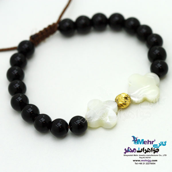 دستبند طلا و سنگ - طرح گوی تراش