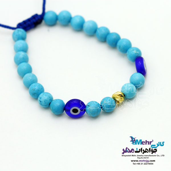 دستبند طلا و سنگ - طرح گوی تراش